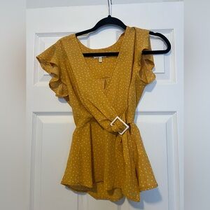 Yellow Polka Dot Wrap top size S